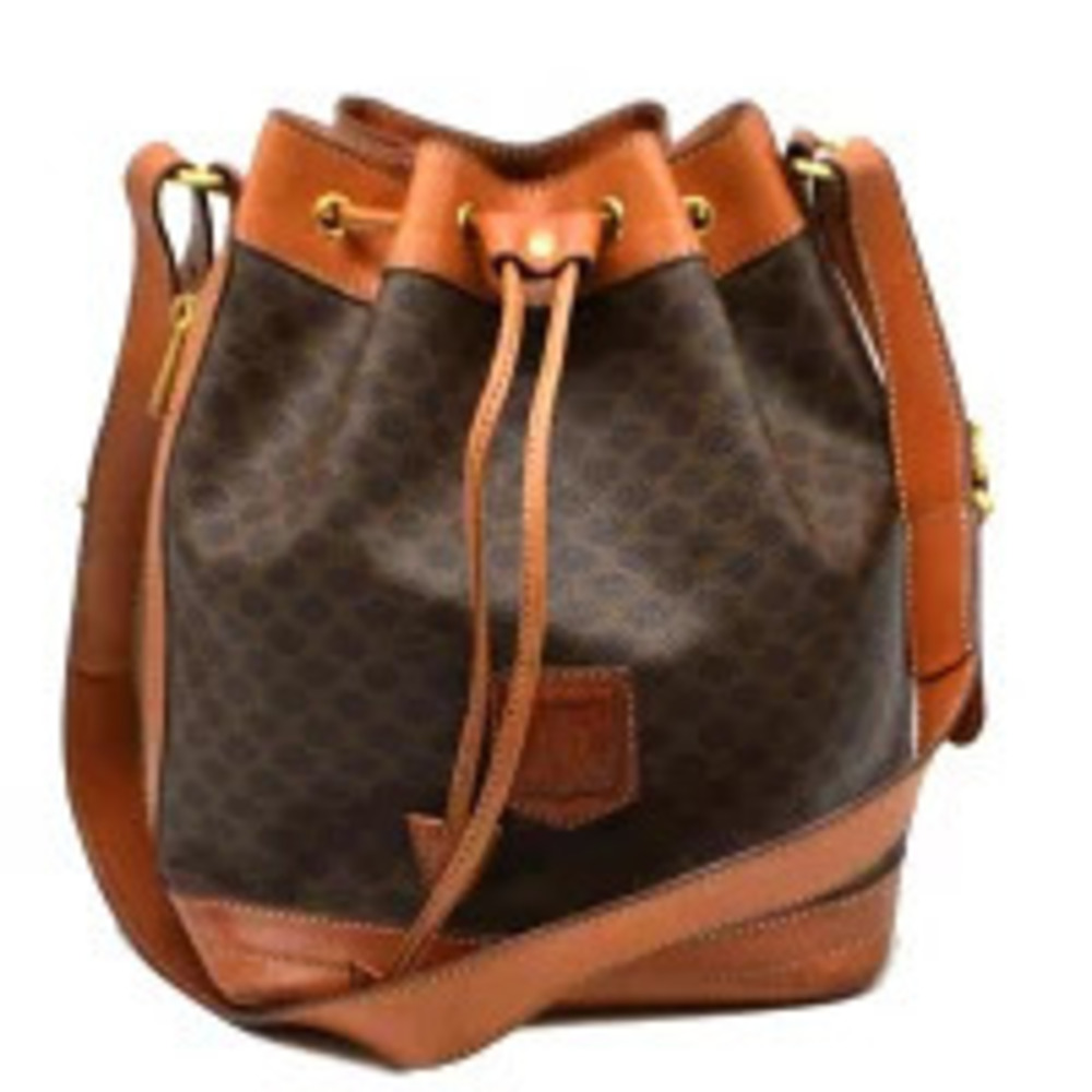 CELINE Macadam Drawstring Leather Shoulder Bag B